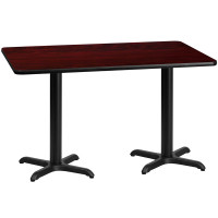 Flash Furniture XU-MAHTB-3060-T2222-GG 60" Rectangular Mahogany Laminate Table Top with Base